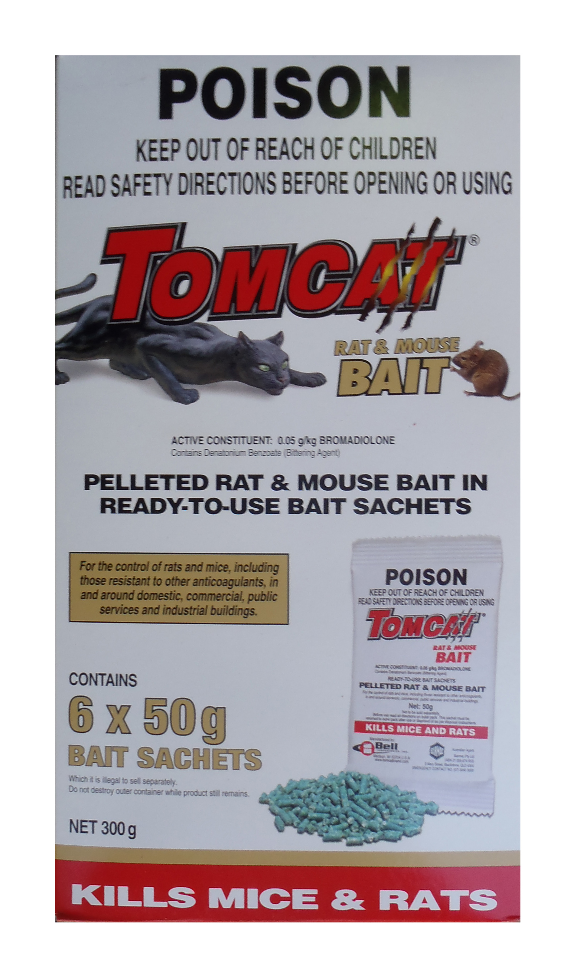 Tomcat Rat & Mouse Bait Pellets 200g (4 x 50g Sachets)